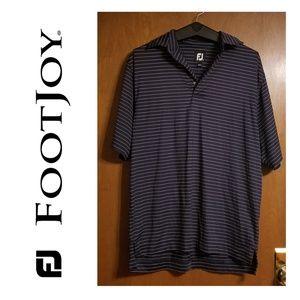 Navy and White Pinstripe FootJoy Mens Golf Polo M